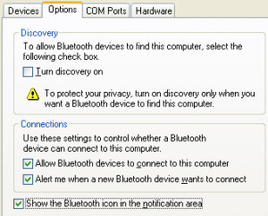 show bluetooth in notification area