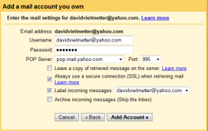 Gmail yahoo pop3 settings