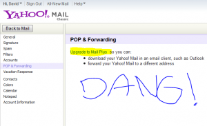 Yahoo mail without pop access