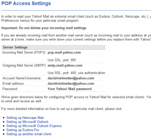 Yahoo uk pop configuration