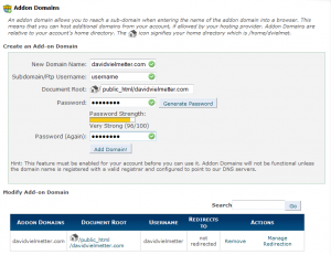 addon domain cpanel