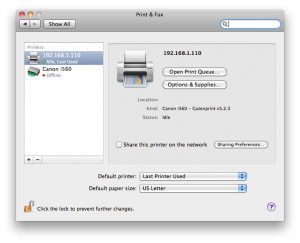 System Preferences - Print & Fax