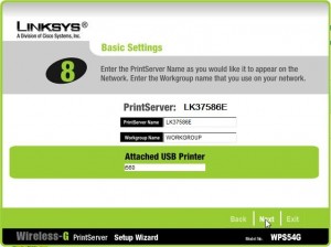 Linksys WPS54G wizard step 8