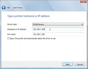 VISTA printer IP Address