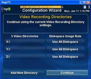 SageTV Video Recording Directories