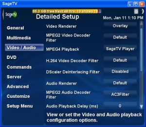 SageTV Detailed Setup Video/Audio