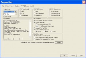 AC3Filter Config Utility SPDIF