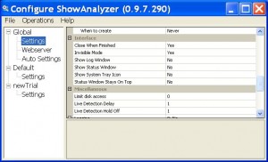 ShowAnalyzer Configuration Interface