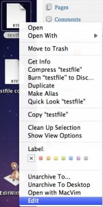 Edit context menu option in Snow Leopard