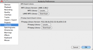 Audacity Preferences Libraries