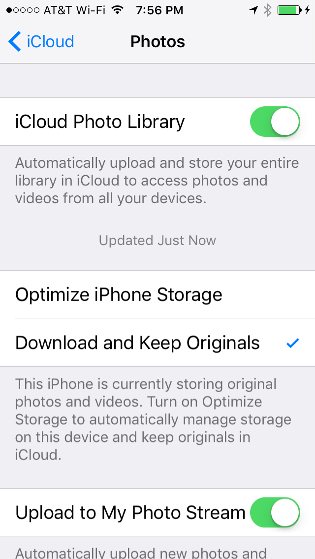 Icloud Settings Photos Optimize Iphone Storage Off 