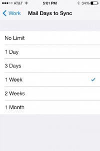 ios7 select how many mail days to sync