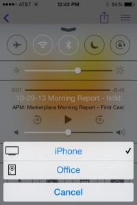 ios7 select airplay device to play from iphone