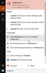 windows 10 start menu not searching applications like outlook